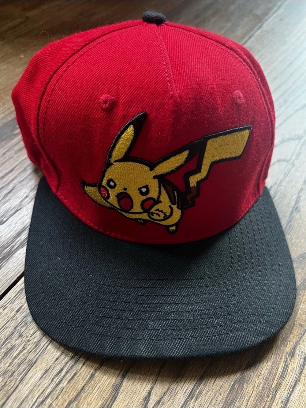 Pokemon Licensed Pikachu Red/Black Adjustable Embroidered Baseball Cap EUC